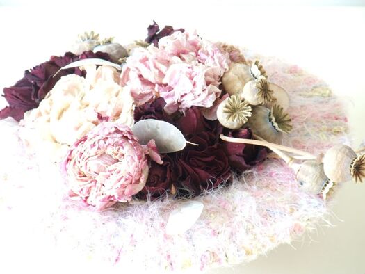 dried arrangement  with  dried peonies